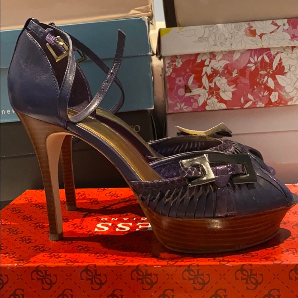 Guess By Marciano Purple Leather Heels Size 8